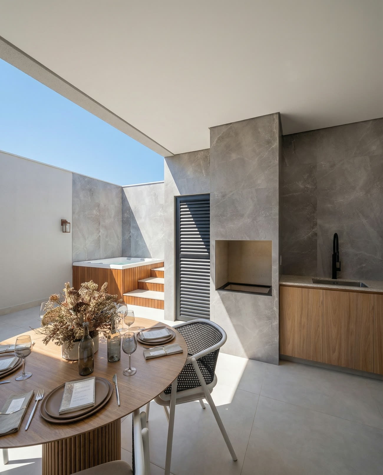 Render do espaço gourmet da Casa 01